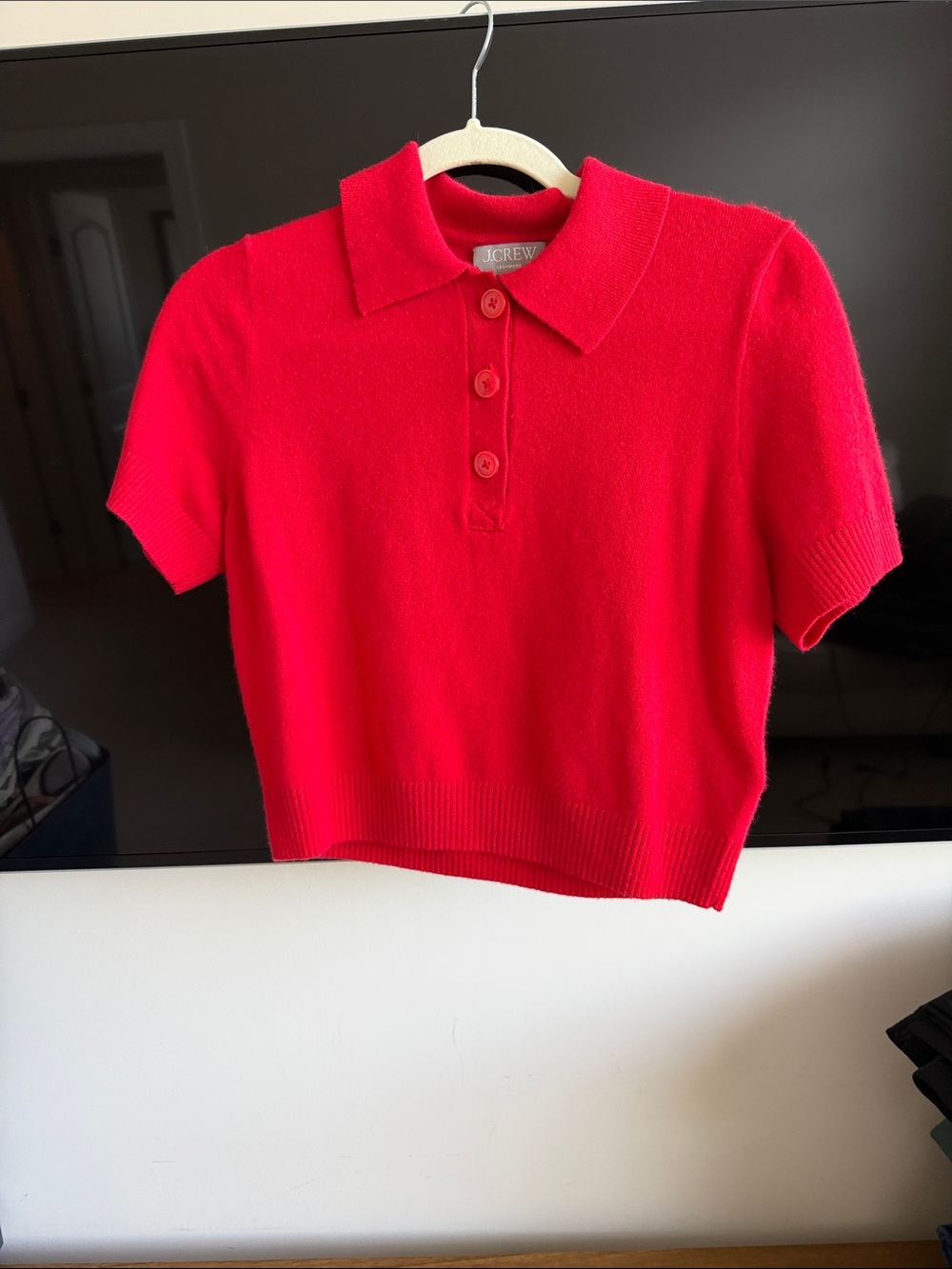 J. Crew Bright Red Short-Sleeve Polo Sweater
